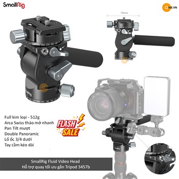 SmallRig Fluid Video Head - Hỗ trợ quay tối ưu gắn Tripod 3457b
