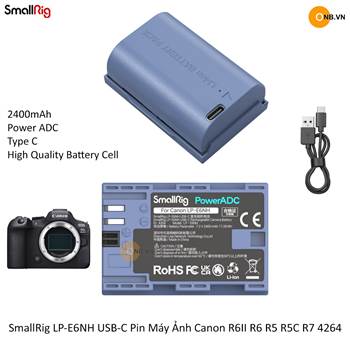 SmallRig LP-E6NH USB-C Pin Máy Ảnh Canon R6II R6 R5 R5C R7 4264