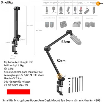 SmallRig Microphone Boom Arm Desk Mount Tay Boom gắn mic thu âm 4303