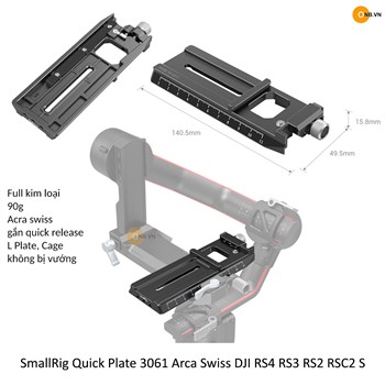 SmallRig Quick Plate 3061 Arca Swiss DJI RS4 RS3 RS2 RSC2 S 