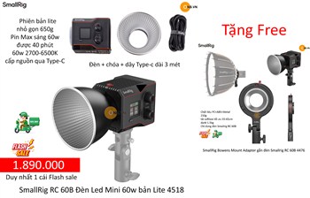 SmallRig RC 60B Đèn Led Mini 60w bản Lite 4518