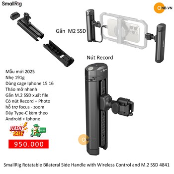 SmallRig Side Handle xoay 360 + remote + xuất file M.2 SSD 4841 cho Iphone