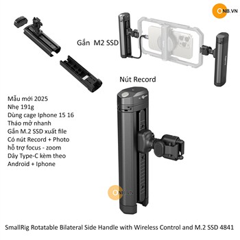 SmallRig Rotatable Bilateral Side Handle with Wireless Control and M.2 SSD 4841