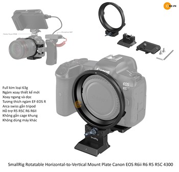 SmallRig Rotatable Horizontal-to-Vertical Mount Plate Canon EOS R6ii r6 r5 r5c 4300