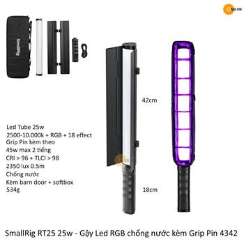 SmallRig RT25 25w - Gậy Led RGB chống nước kèm Grip Pin 4342