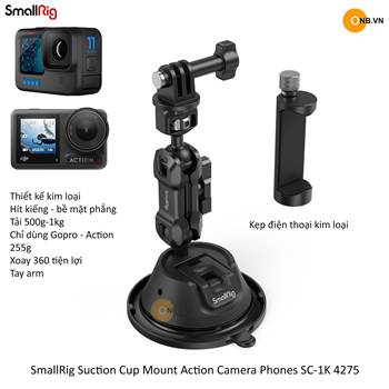 SmallRig Suction Cup Mount - Hít kiếng Gopro 12- Action 4 - Điện Thoại 4275