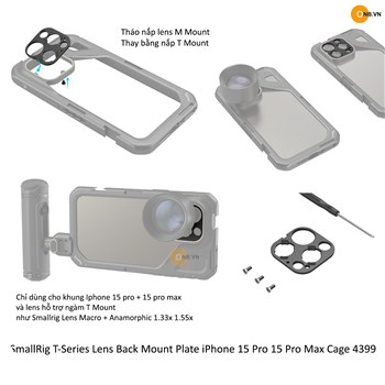 SmallRig T Mount Lens Back Mount Plate iPhone 15 Pro 15 Pro Max Cage 4399