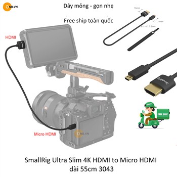 SmallRig Ultra Slim 4K Micro HDMI to HDMI dài 55cm code 3043