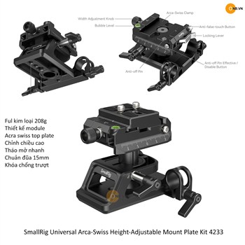 SmallRig Base Plate Arca-Swiss Height-Adjustable Tháo mở nhanh 4233