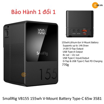 SmallRig VB155 155wh V-Mount Battery Type-C 65w 3581