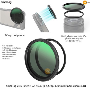 SmallRig VND Filter ND2-ND32 (1-5 Stop) 67mm Hít Nam châm 4581