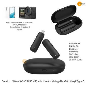 SmallRig Wave W1-C 3495 - Mic thu âm không dây điện thoại Type C