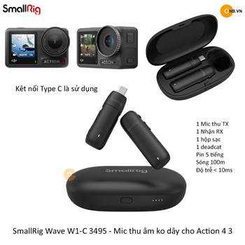 SmallRig Wave W1-C 3495 - Mic thu âm không dây Iphone 15 Type C