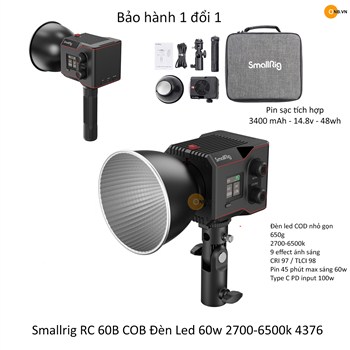 SmallRig RC 60B Đèn led Mini 2700-6500k pin 40 phút 4376 4247 AC
