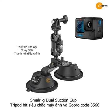 Smallrig Dual Suction Cup Tripod hít siêu chắc máy ảnh và Gopro 12 3566