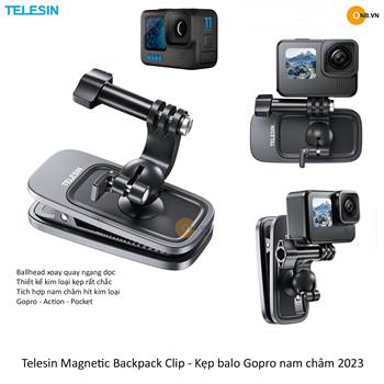 Telesin Magnetic Backpack Clip - Kẹp balo Gopro nam châm 2023
