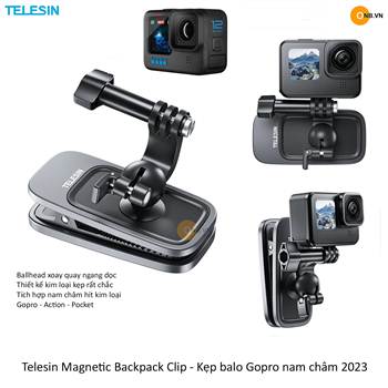 Telesin Magnetic Backpack Clip - Kẹp balo Gopro 12 hít nam châm