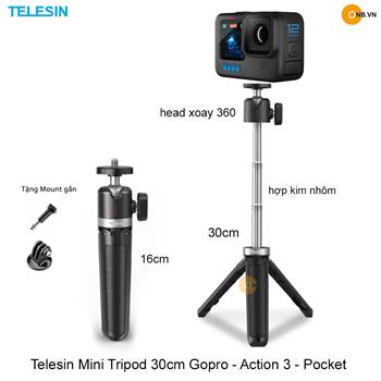 Telesin Mini Tripod 30cm Gopro 12 - Pocket - Action 4