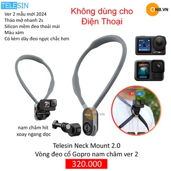 Telesin Neck Mount 2.0 - Vòng đeo cổ Gopro hít nam châm 2025