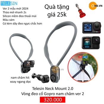 Telesin Neck Mount 2.0 - Vòng đeo cổ Gopro hít nam châm 2025