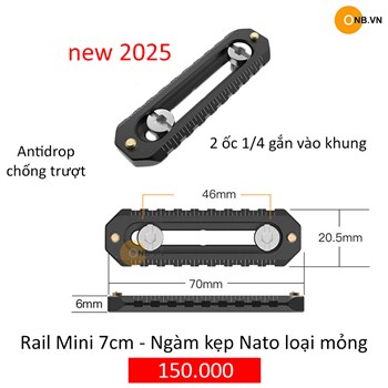 Thanh Rail Mini 7cm - Ngàm kẹp Nato loại mỏng