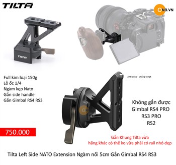 Tilta Left Side NATO Extension - Ngàm kẹp nối Nato 5cm Gimbal RS4 RS3 RS2