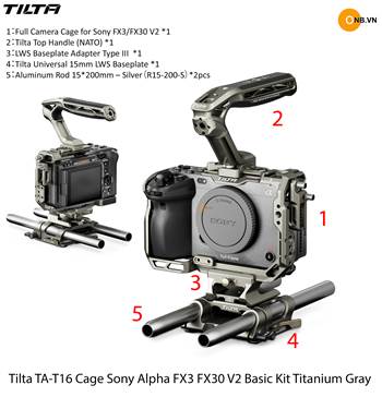 Tilta TA-T16 Cage Sony FX3 FX30 V2 Basic Kit Titanium Gray
