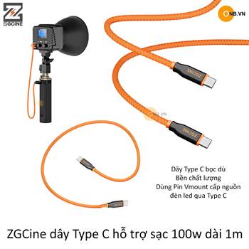 ZGCine dây Type C hỗ trợ sạc 100w dài 1m