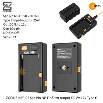 ZGCINE NPF-02 Sạc Pin NP-F hỗ trợ output DC 8v 12v Type C