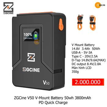 ZGCine V50 V-Mount Battery 50wh 3800mAh PD Quick Charge