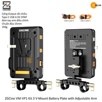 ZGCine VM-VP1 Kit 3 V-Mount Battery Plate with Adjustable Arm