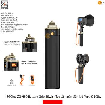 ZGCine ZG-H90 Battery Grip 90wh - Tay cầm gắn đèn led Type C 100w