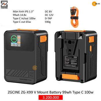 ZGCINE ZG-X99 V Mount Battery 99wh Type C 100w