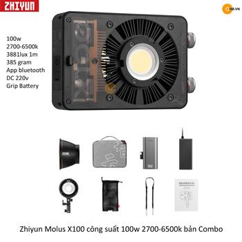 Zhiyun Molus X100 đèn led 100w 2700-6500k bản Combo Zhiyun Molus G60 Led Mini COD 60w - 2700-6500k